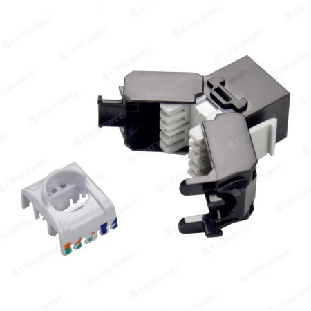 Zwarte utp-keystone-aansluiting zonder gereedschap RJ45-aansluiting